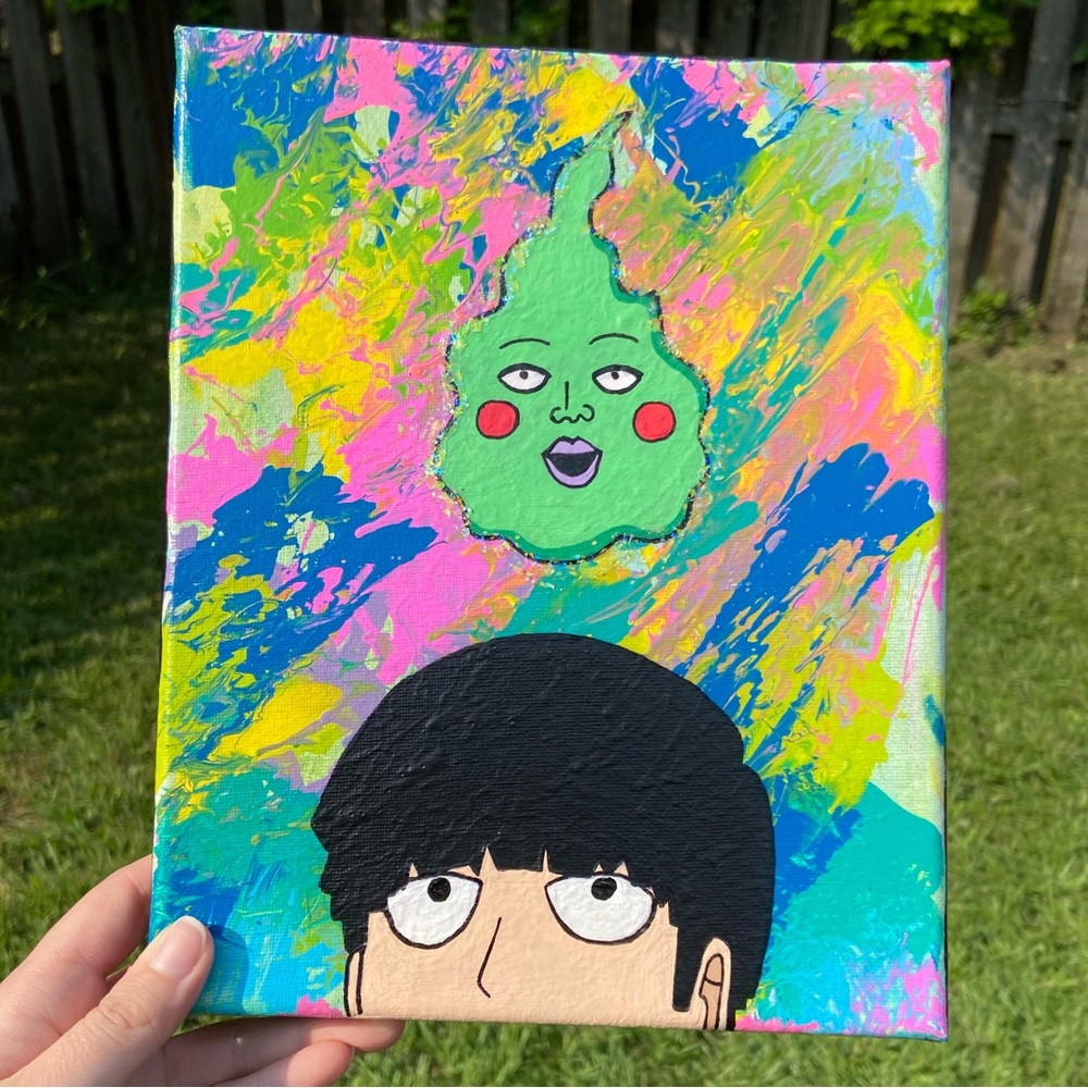 Anime Psychic Splatter Canvas 8” by 10” Painting
